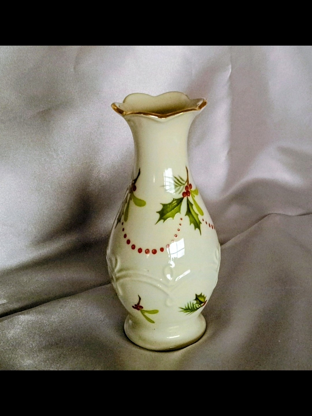 Vintage Lenox Mistletoe and Holly Bud Vase